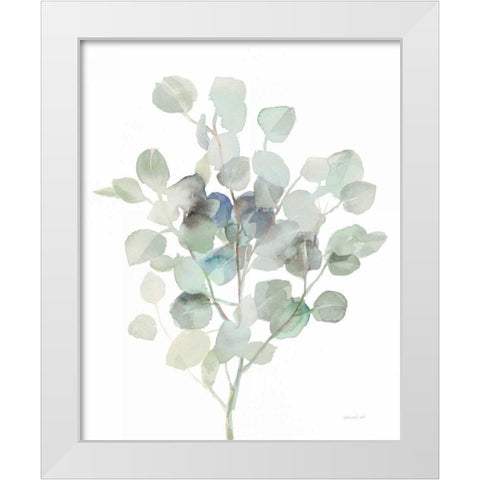 Eucalyptus III Cool White Modern Wood Framed Art Print by Nai, Danhui