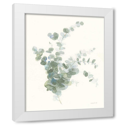 Scented Sprig II Cool White Modern Wood Framed Art Print by Nai, Danhui