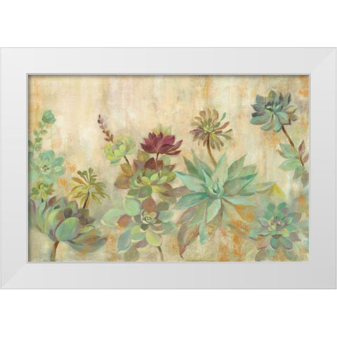 Succulent Garden White Modern Wood Framed Art Print by Vassileva, Silvia
