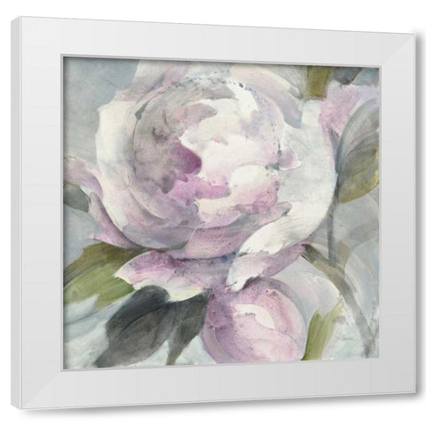 Twilight Peony White Modern Wood Framed Art Print by Hristova, Albena