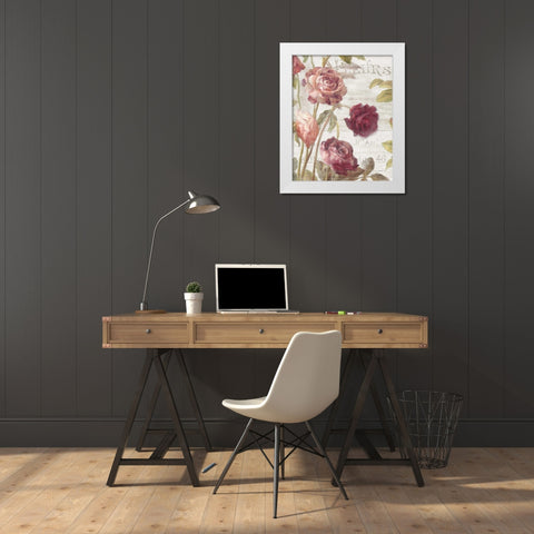 French Roses II White Modern Wood Framed Art Print by Nai, Danhui