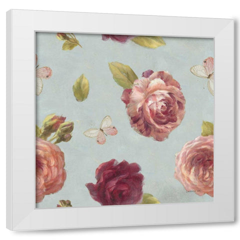 French Roses Pattern IA White Modern Wood Framed Art Print by Nai, Danhui