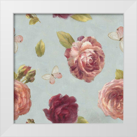 French Roses Pattern IA White Modern Wood Framed Art Print by Nai, Danhui