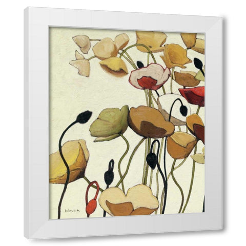 Pavots Ondule I White Modern Wood Framed Art Print by Novak, Shirley