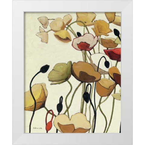 Pavots Ondule I White Modern Wood Framed Art Print by Novak, Shirley