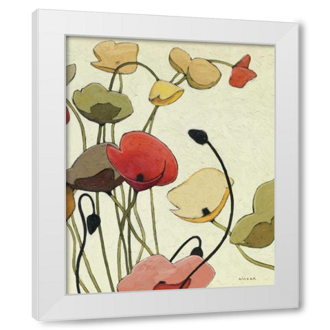 Pavots Ondule II White Modern Wood Framed Art Print by Novak, Shirley