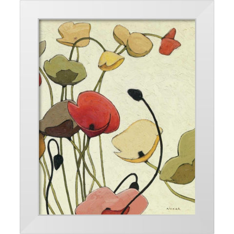 Pavots Ondule II White Modern Wood Framed Art Print by Novak, Shirley
