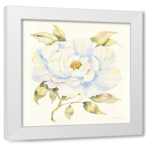 Peony White Modern Wood Framed Art Print by McKenna, Kathleen Parr