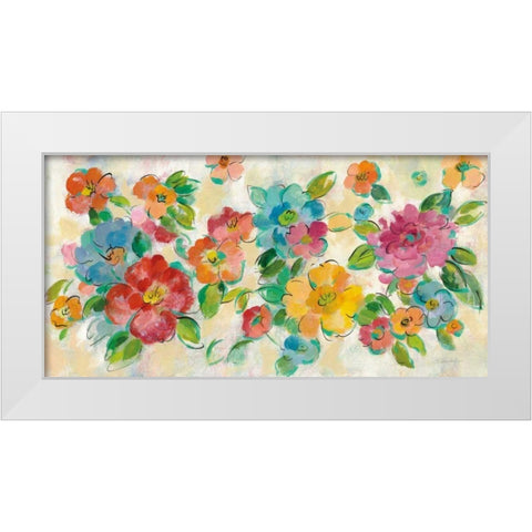 Playful Floral Trio I White Modern Wood Framed Art Print by Vassileva, Silvia