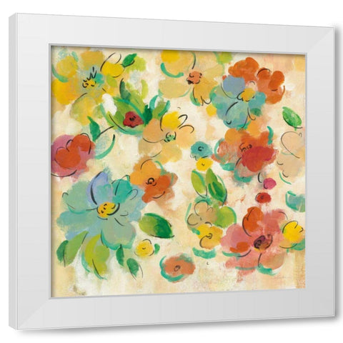 Playful Floral Trio II White Modern Wood Framed Art Print by Vassileva, Silvia