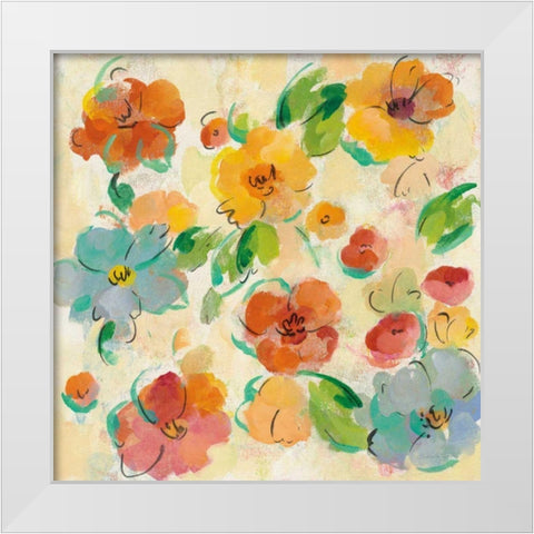Playful Floral Trio III White Modern Wood Framed Art Print by Vassileva, Silvia