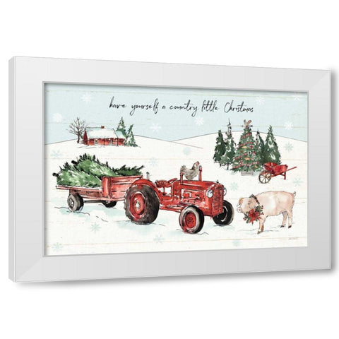 Holiday on the Farm I with Headlights White Modern Wood Framed Art Print by Tavoletti, Anne