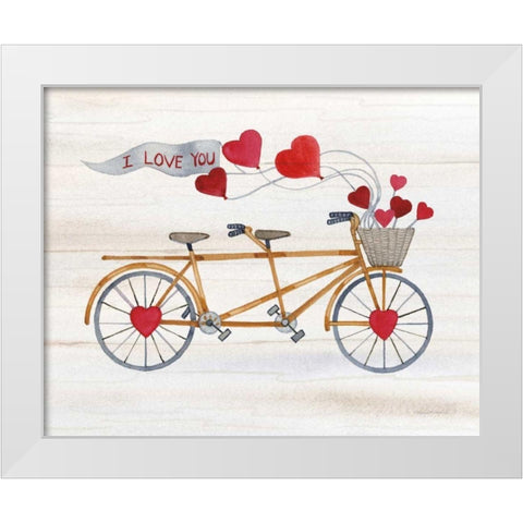 Rustic Valentine Bicycle White Modern Wood Framed Art Print by McKenna, Kathleen Parr