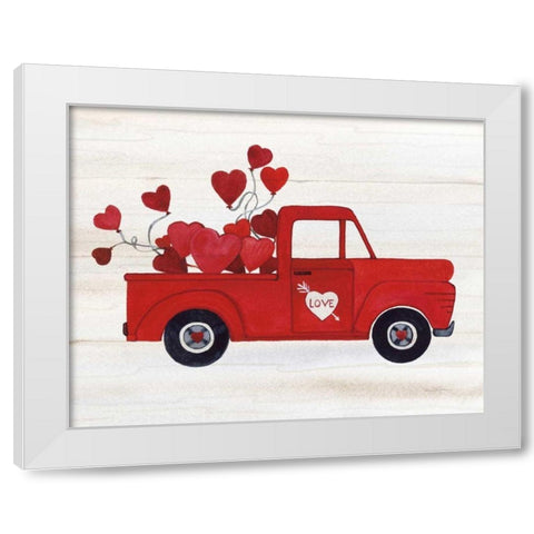 Rustic Valentine Truck White Modern Wood Framed Art Print by McKenna, Kathleen Parr