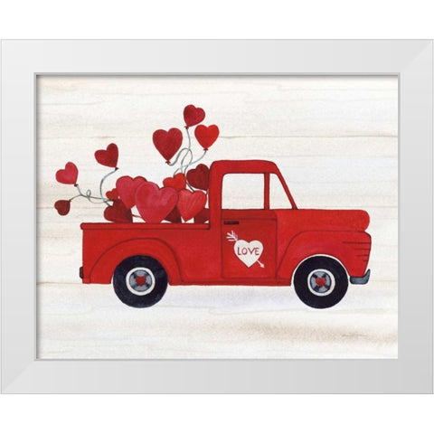 Rustic Valentine Truck White Modern Wood Framed Art Print by McKenna, Kathleen Parr