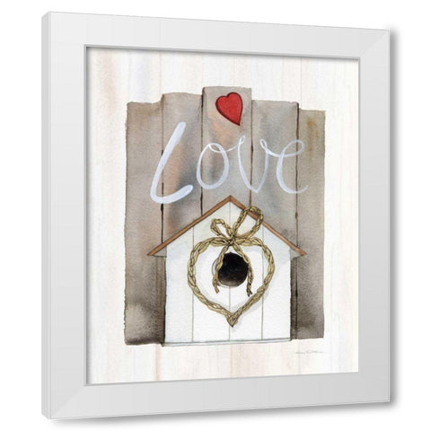 Rustic Valentine Birdhouse White Modern Wood Framed Art Print by McKenna, Kathleen Parr