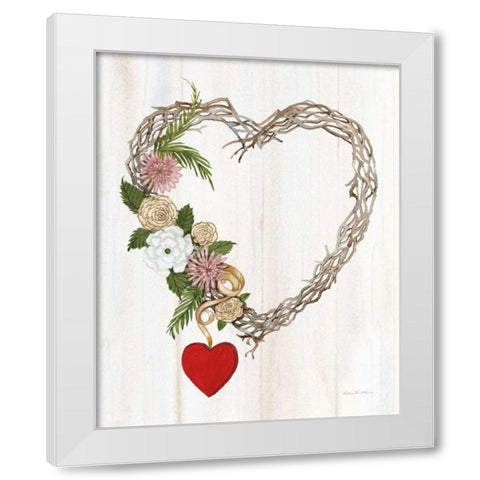 Rustic Valentine Heart Wreath I White Modern Wood Framed Art Print by McKenna, Kathleen Parr