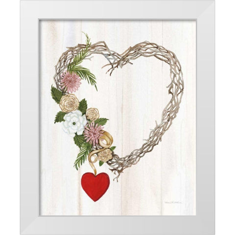Rustic Valentine Heart Wreath I White Modern Wood Framed Art Print by McKenna, Kathleen Parr