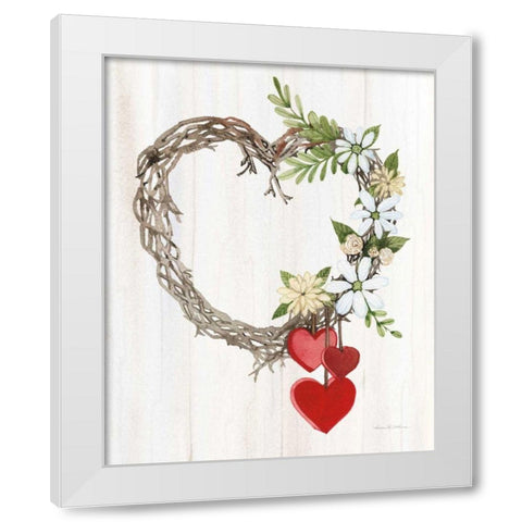 Rustic Valentine Heart Wreath II White Modern Wood Framed Art Print by McKenna, Kathleen Parr