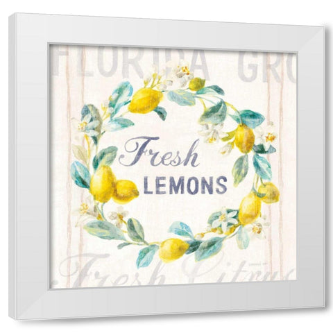 Floursack Lemon V Bright White Modern Wood Framed Art Print by Nai, Danhui