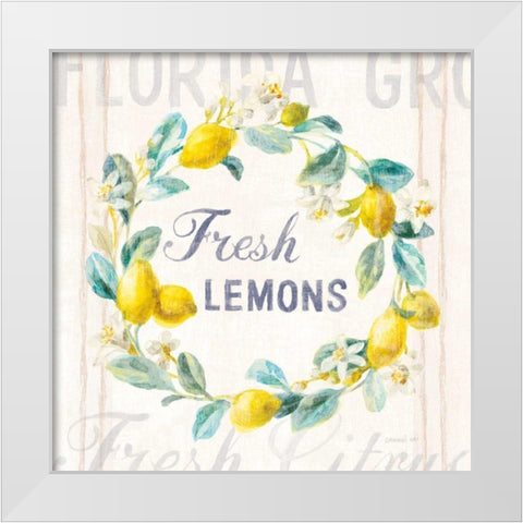 Floursack Lemon V Bright White Modern Wood Framed Art Print by Nai, Danhui