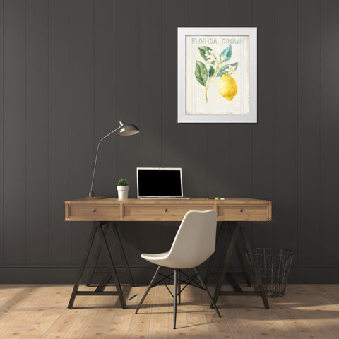 Floursack Lemon I v2 White Modern Wood Framed Art Print by Nai, Danhui