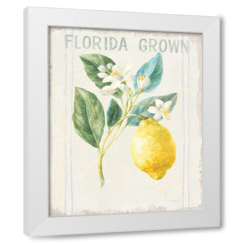 Floursack Lemon I v2 White Modern Wood Framed Art Print by Nai, Danhui