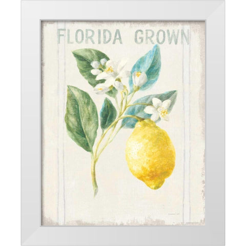 Floursack Lemon I v2 White Modern Wood Framed Art Print by Nai, Danhui