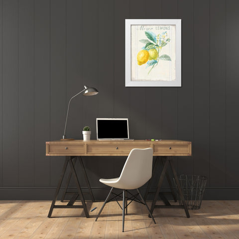Floursack Lemon II v2 White Modern Wood Framed Art Print by Nai, Danhui