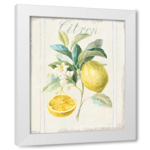 Floursack Lemon IV v2 White Modern Wood Framed Art Print by Nai, Danhui