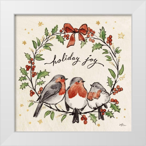 Christmas Lovebirds IV White Modern Wood Framed Art Print by Penner, Janelle