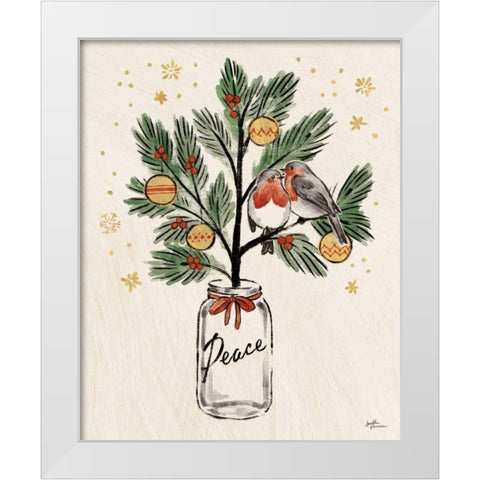 Christmas Lovebirds VI White Modern Wood Framed Art Print by Penner, Janelle