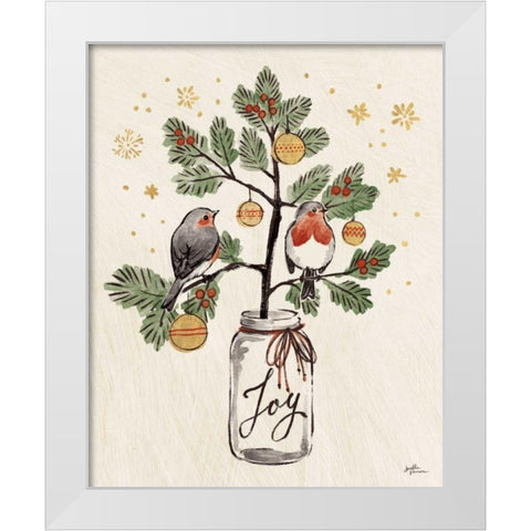Christmas Lovebirds VII White Modern Wood Framed Art Print by Penner, Janelle