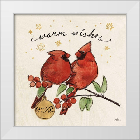 Christmas Lovebirds IX White Modern Wood Framed Art Print by Penner, Janelle