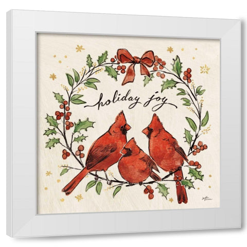 Christmas Lovebirds XI White Modern Wood Framed Art Print by Penner, Janelle