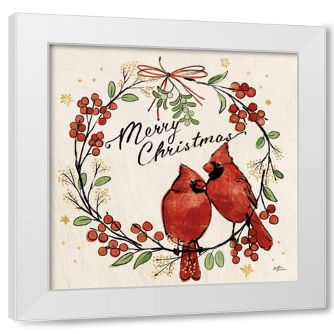 Christmas Lovebirds XII White Modern Wood Framed Art Print by Penner, Janelle