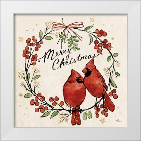 Christmas Lovebirds XII White Modern Wood Framed Art Print by Penner, Janelle