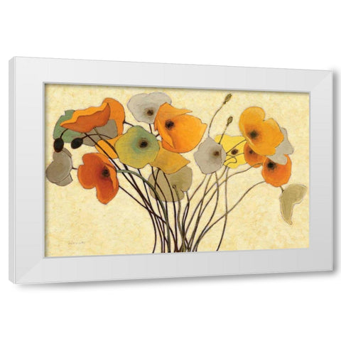 Pumpkin Poppies I White Modern Wood Framed Art Print by Novak, Shirley
