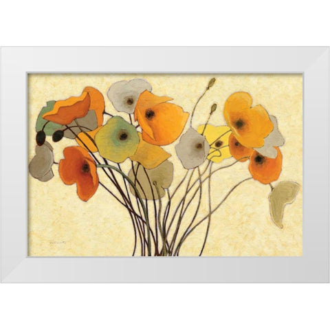 Pumpkin Poppies I White Modern Wood Framed Art Print by Novak, Shirley