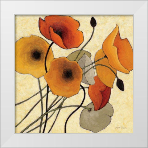 Pumpkin Poppies II White Modern Wood Framed Art Print by Novak, Shirley