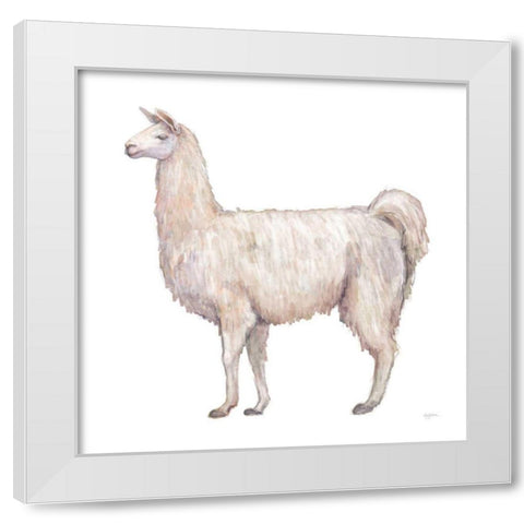 Bohemian Cactus Llama White Modern Wood Framed Art Print by Urban, Mary