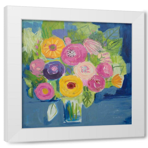 Happy Bouquet White Modern Wood Framed Art Print by Zaman, Farida