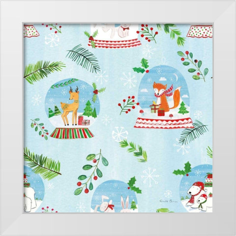 Snow Globe Animals Pattern VI White Modern Wood Framed Art Print by Zaman, Farida
