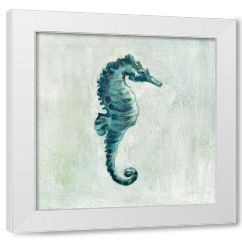 Indigo Sea Life I White Modern Wood Framed Art Print by Vassileva, Silvia