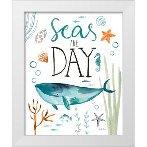 Whale Tale II White Modern Wood Framed Art Print by Zaman, Farida