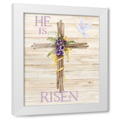 Easter Blessing Saying III with Cross v2 White Modern Wood Framed Art Print by McKenna, Kathleen Parr