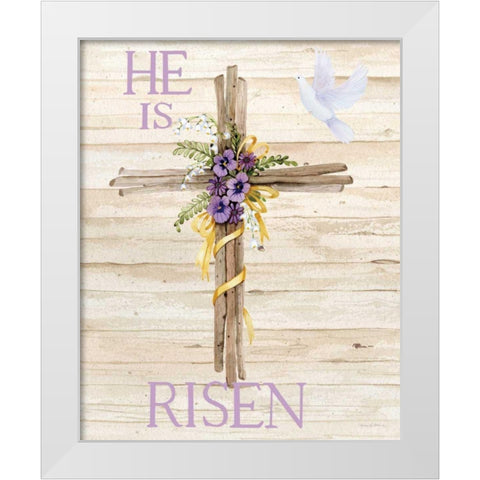 Easter Blessing Saying III with Cross v2 White Modern Wood Framed Art Print by McKenna, Kathleen Parr