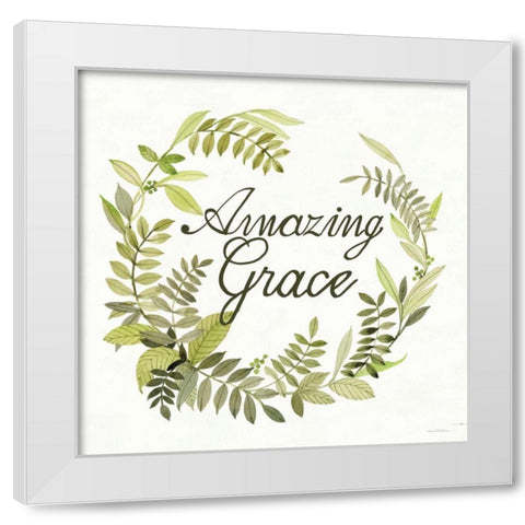 Wreath with Words II White Modern Wood Framed Art Print by McKenna, Kathleen Parr