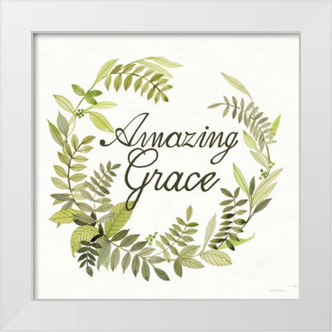 Wreath with Words II White Modern Wood Framed Art Print by McKenna, Kathleen Parr