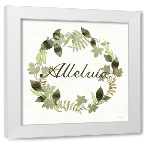 Wreath with Words III White Modern Wood Framed Art Print by McKenna, Kathleen Parr